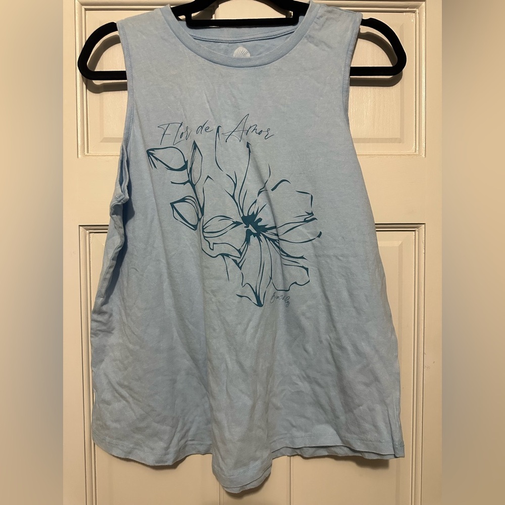 Beachly Light Blue Floral Graphic Tank Top